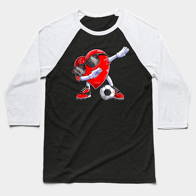 Dabbing Soccer Ball Heart Valentines Day Boys Kids Baseball T-Shirt by Daysy1